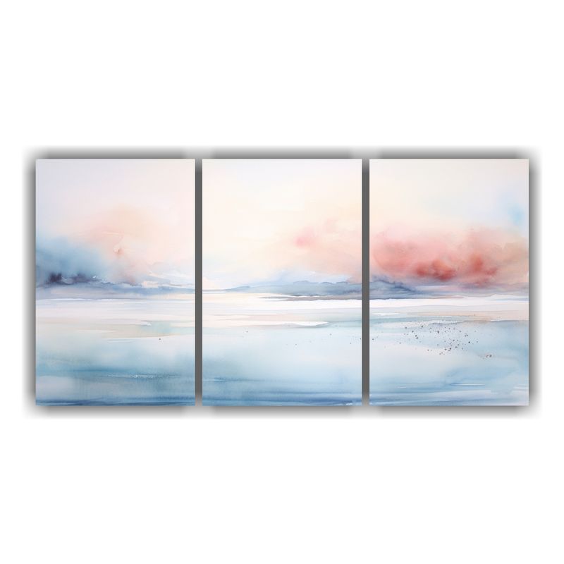 GENERICO - Set 3 Cuadros Lienzos Intenso Patrón Escena Costera Interpr 240x120cm