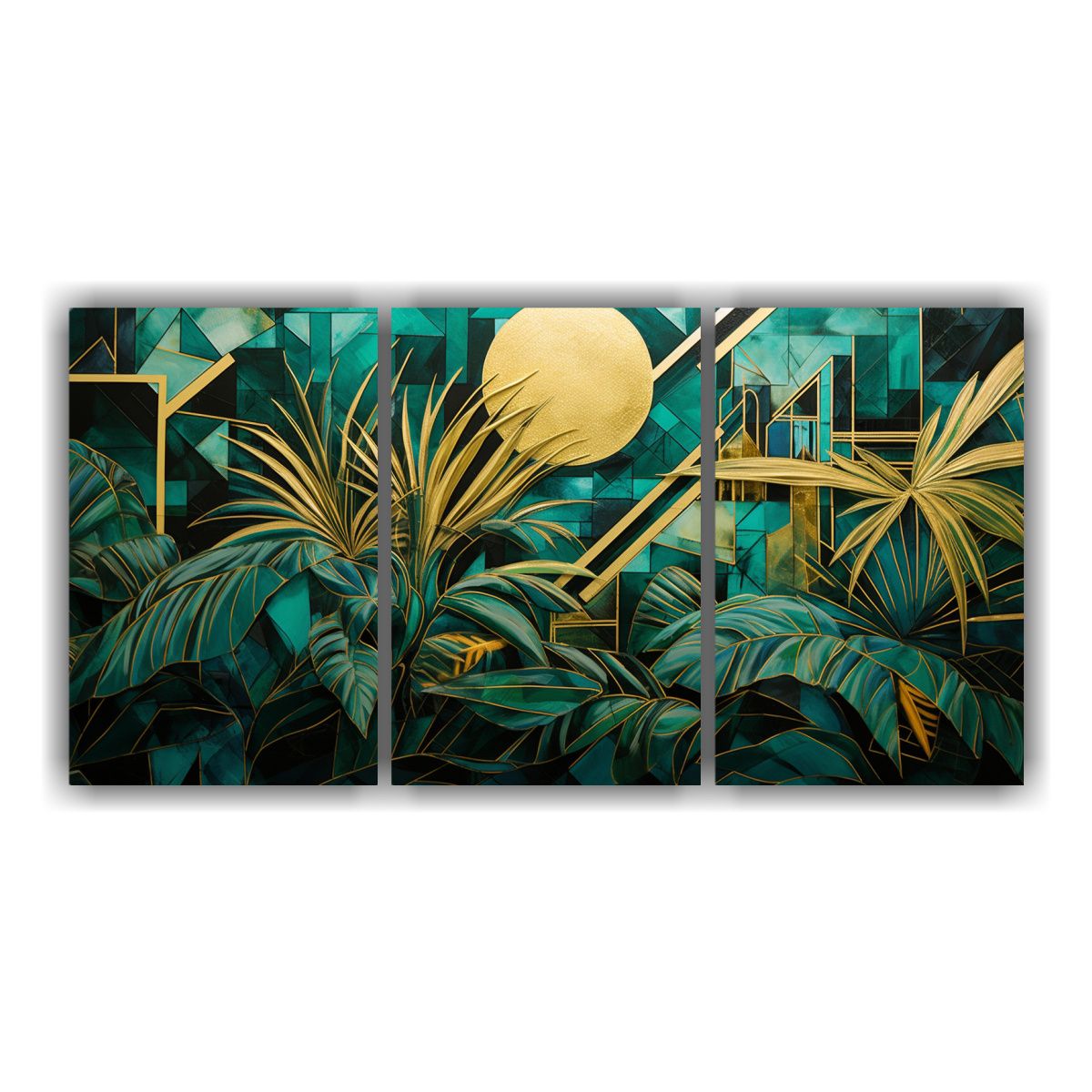 GENERICO - Cuadro Tela Estilo Galería Abstracto Fusión Art Deco Y Par 240x120cm