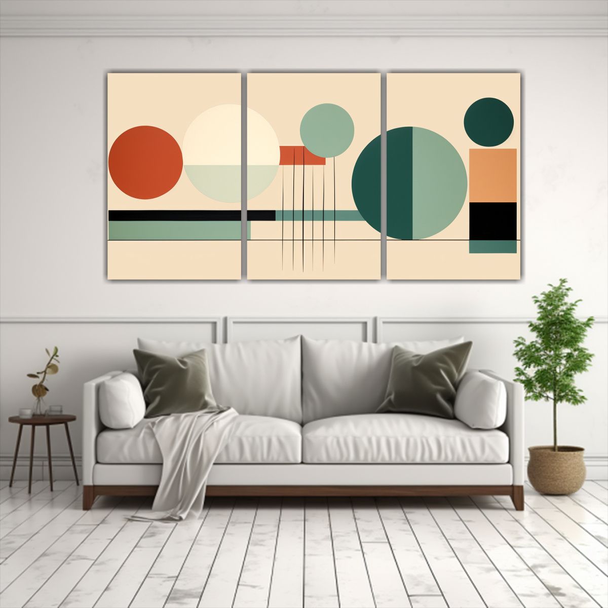 GENERICO - Obra Abstracta Moderna: Tríptico Simétrico Contemporáneo  240x120cm
