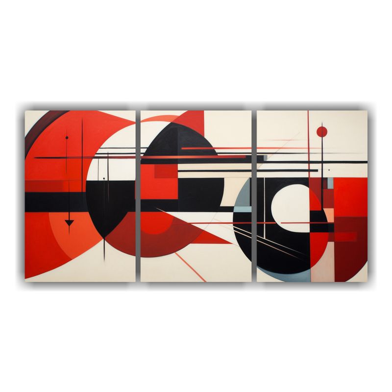 GENERICO - Set 3 Lienzos Dibujo Brillante Composición Abstracta Estilo 240x120cm