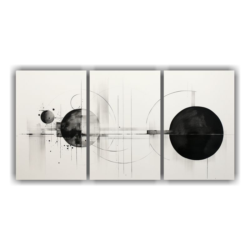 GENERICO - Pinturas Abstractas En Blanco Y Negro Con Enfoque En Círcul 240x120cm