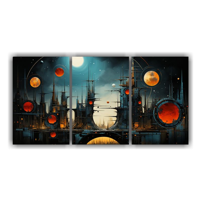 GENERICO - Pintura Abstracta Futurista En Lienzo De Colores Vivos 240x120cm