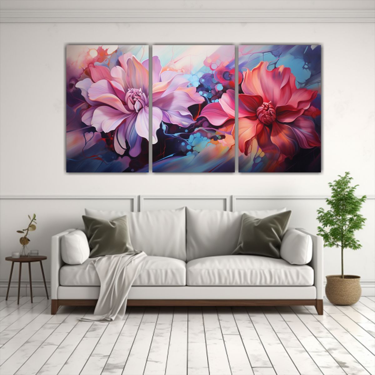 GENERICO - Conjunto De 3 Lienzos Hermoso Con Flores Floreciendo En Pers 240x120cm