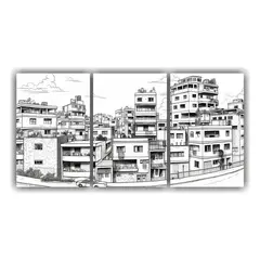 GENERICO - Set 3 Artes De Pared Decorativo Urbano Dibujo De Tinta De Un 240x120cm