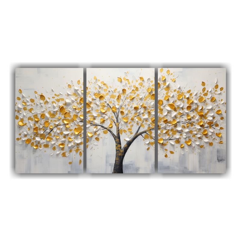 GENERICO - Pintura Decorativa De Árbol En Blanco Y Amarillo 120x60cm