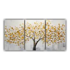 GENERICO - Pintura Decorativa De Árbol En Blanco Y Amarillo 120x60cm