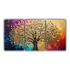 GENERICO - Pintura Decorativa Dormitorio Impresa En Oro Y Arcoíris De 240x120cm