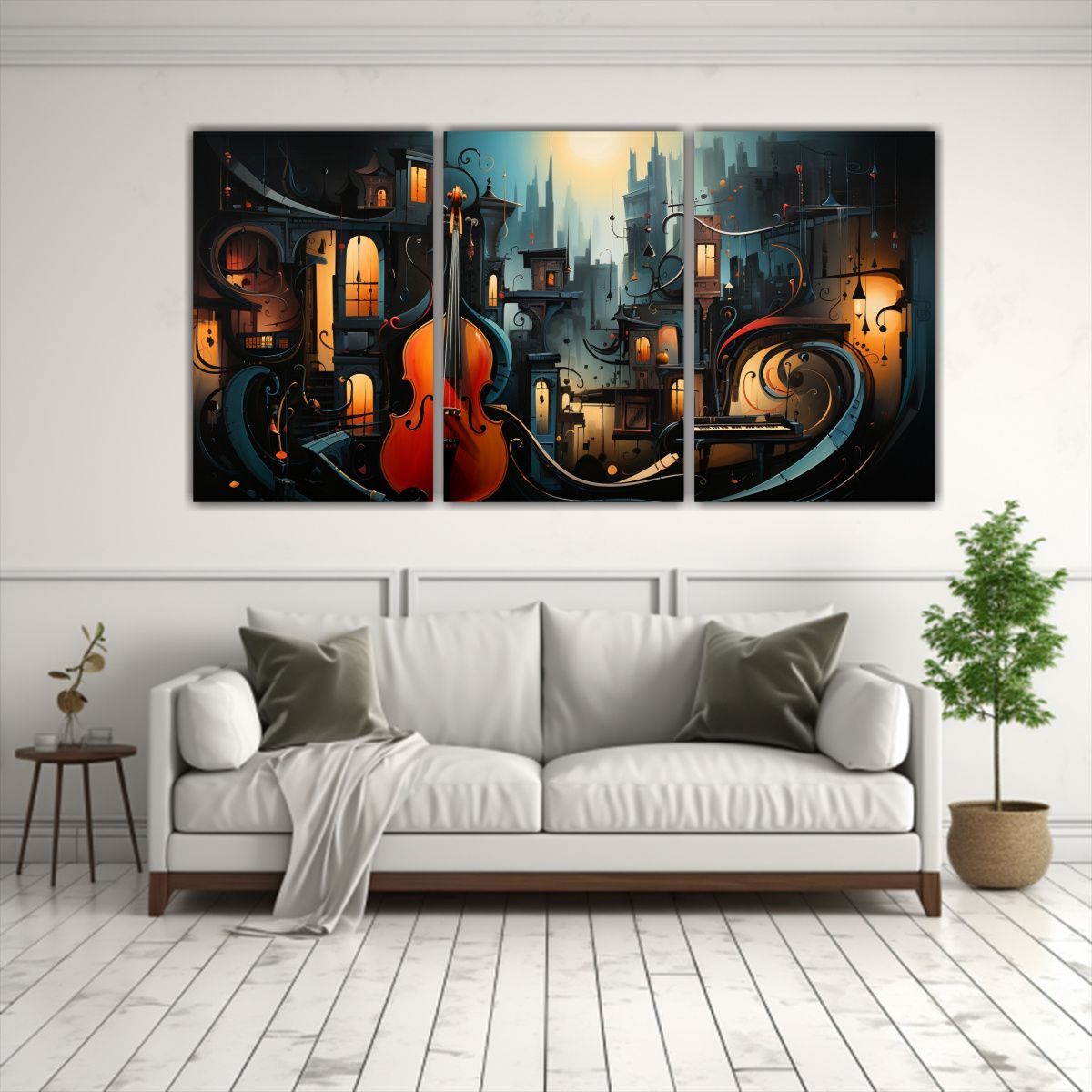 GENERICO - Pintura Abstracta Estilo Dali Jazz En Bastidor Con Estrellas 240x120cm