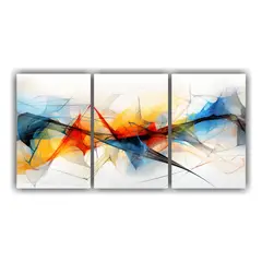 GENERICO - Cuadro Abstracto De Líneas Y Formas, Set 3 Vanguardia Repre 240x120cm