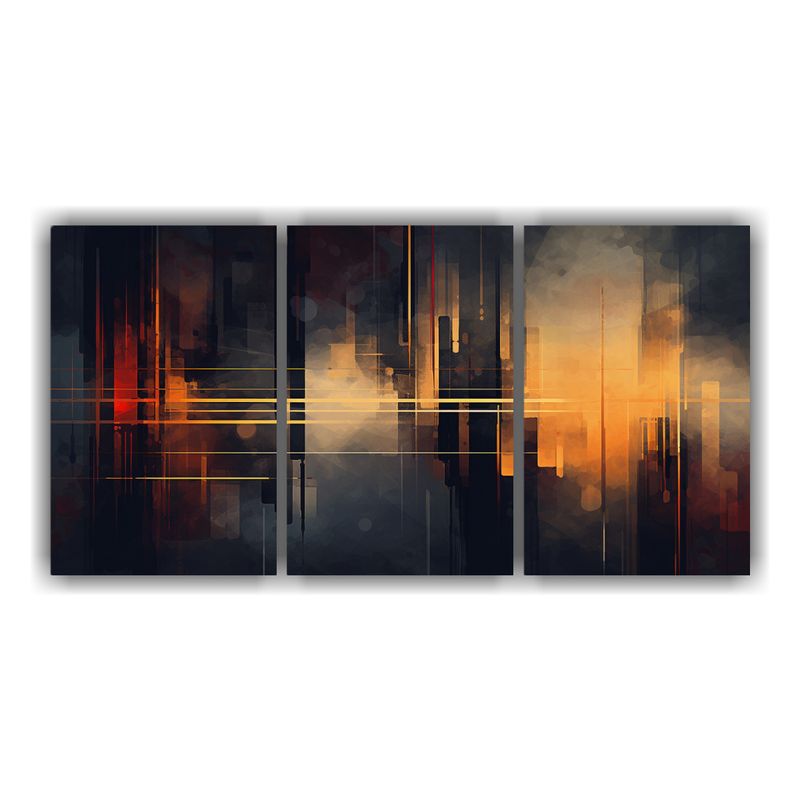 GENERICO - Set 3 Telas En Bastidor Horizontal Clásico Con Fondo Abstra 240x120cm