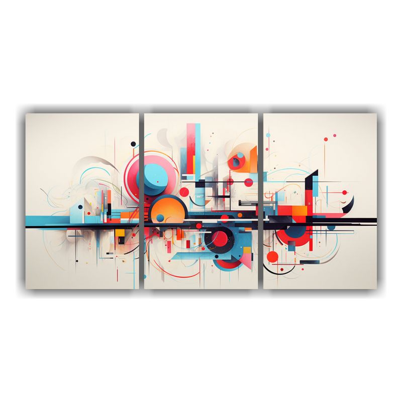 GENERICO - Conjunto 3 Cuadros Baño Abstractos Para Salón 240x120cm