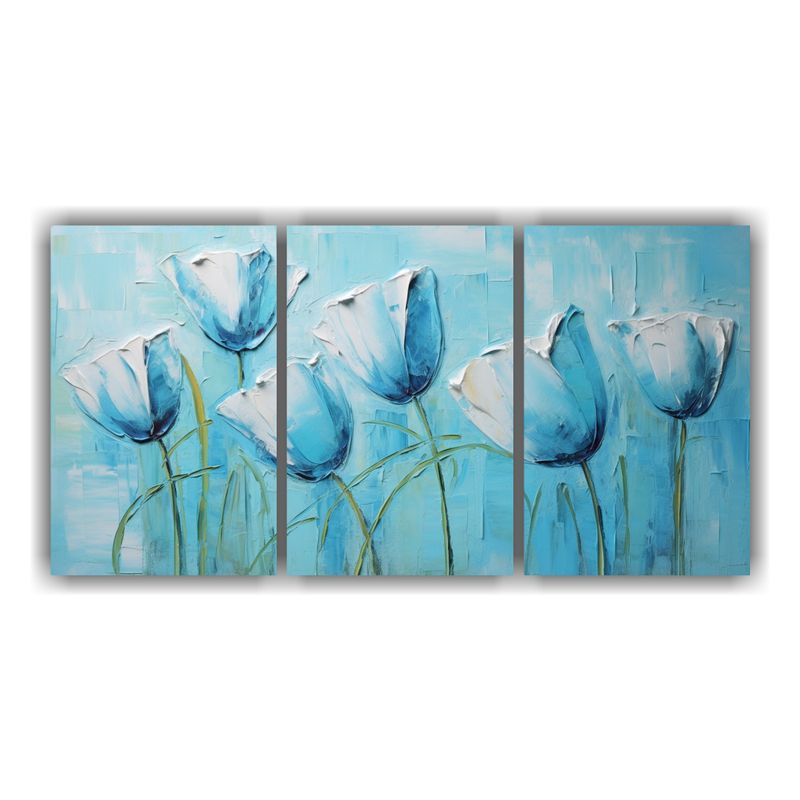 GENERICO - Cuadro De TULIPANES Turquesa En Lienzo Estilo Urbano 240x120cm