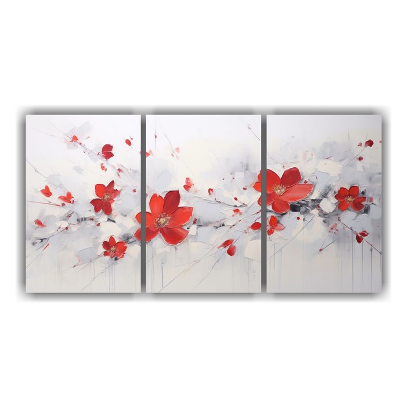 GENERICO - Conjunto De 3 Cuadros Abstractos En Relieve Pintados En Acr 240x120cm