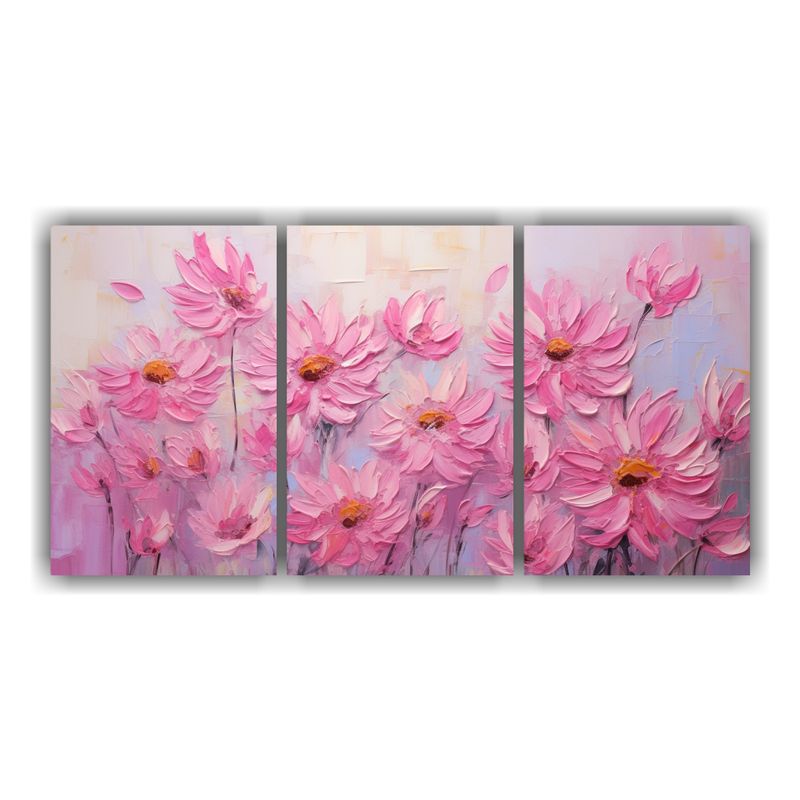 GENERICO - Pintura En Lienzo Estilo De Flores De Girasol Rosa Con Equil 240x120cm