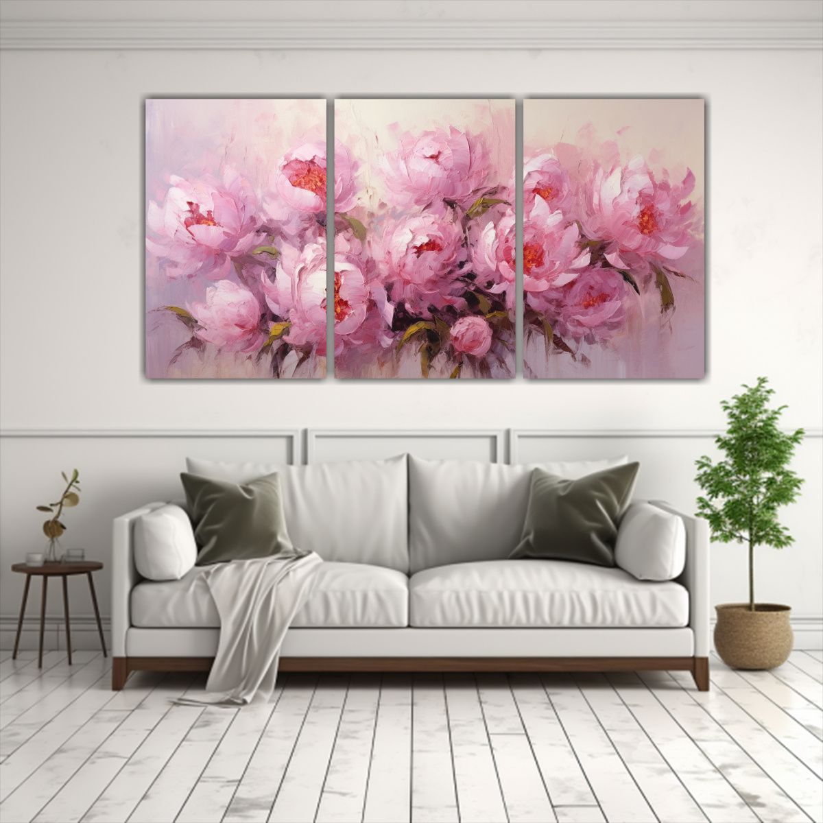 GENERICO - Pintura En Lienzo De Inspiración Tranquila Con PEONÍAS Ros 240x120cm
