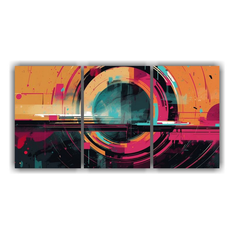 GENERICO - Set 3 Composiciones Arte Galería Urbano Con Círculos Color 240x120cm