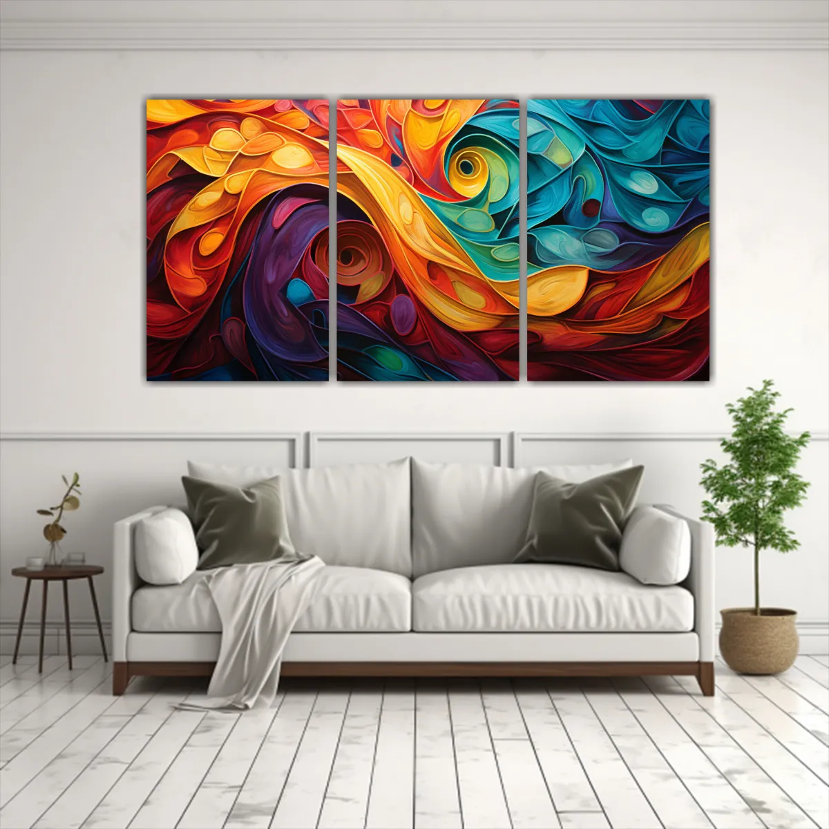 GENERICO - Cuadros Abstractos Inspirados En Vibrantes Patrones Giratori 240x120cm