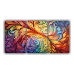 GENERICO - Set 3 Telas En Bastidor Impreso Para Sala Patrones Abstracto 240x120cm