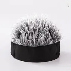 CRUSEC - Gorra con Peluca De Pelo Falso Gris Temático