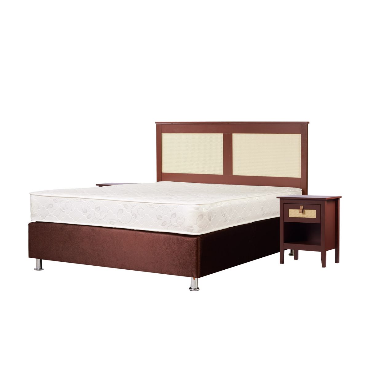 Box Americano T3500 2 plazas Café + Respaldo y veladores, marca SPOMO - Foto Principal