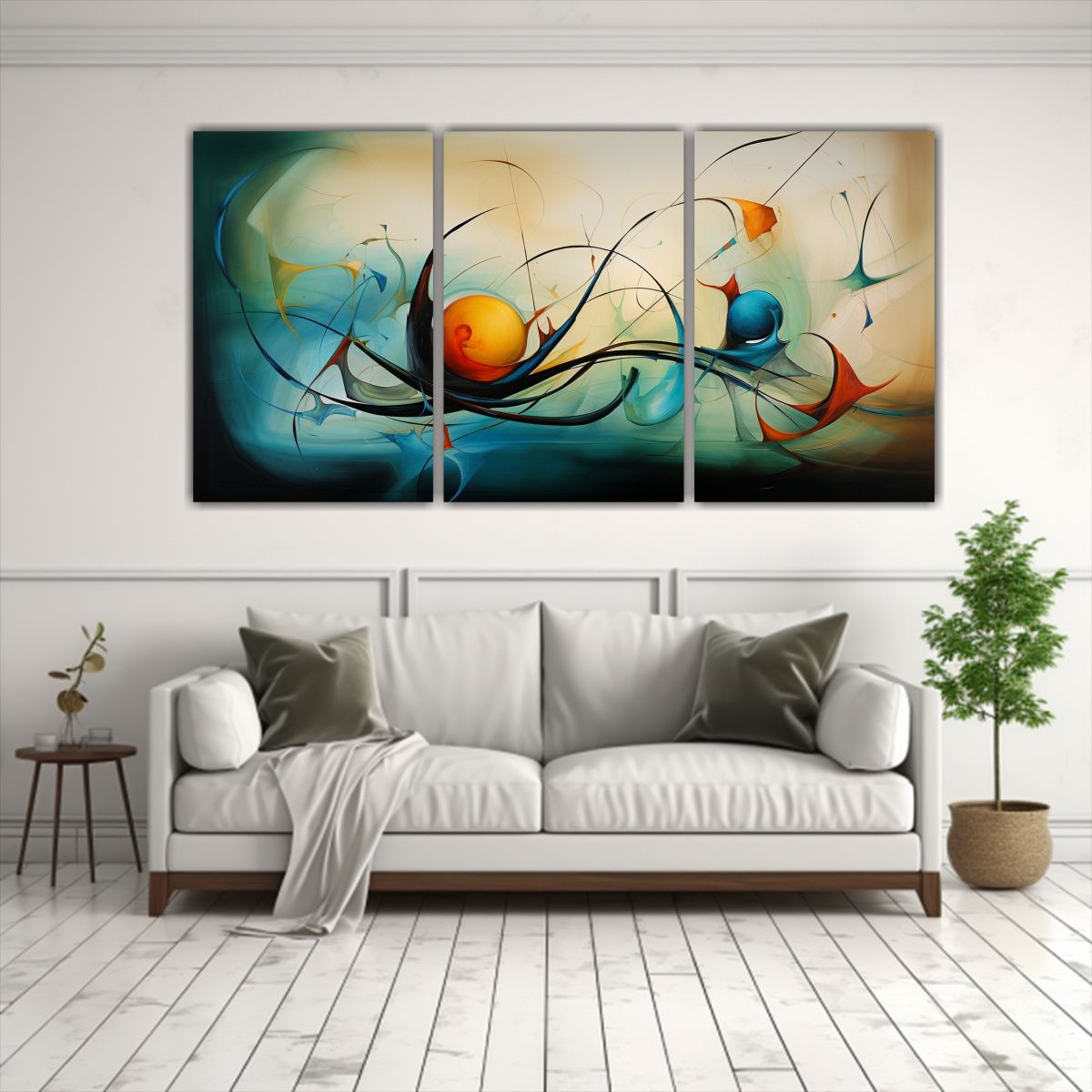 GENERICO - Cuadros Abstractos Lot De 3 Para Decoración Moderna De Habi 240x120cm