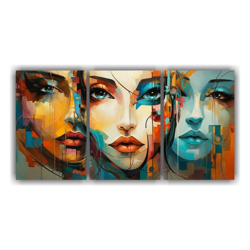 GENERICO - Díptico Horizontal Mujeres Abstractas Motivo Pinturas De Ca 240x120cm