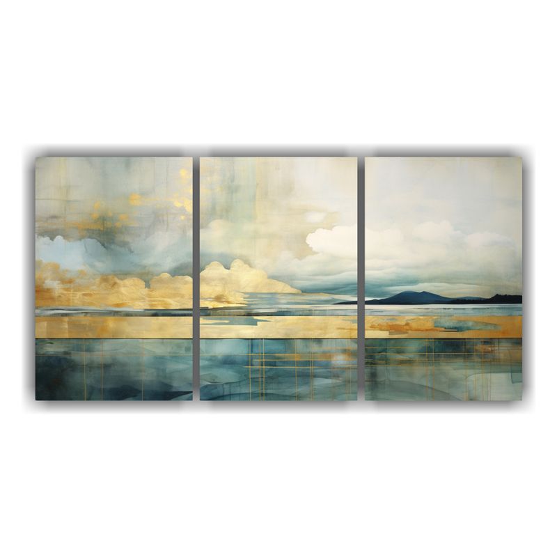 GENERICO - Pinturas Modernas Bastidor Madera Arcoíris Turquesa Dorado 240x120cm
