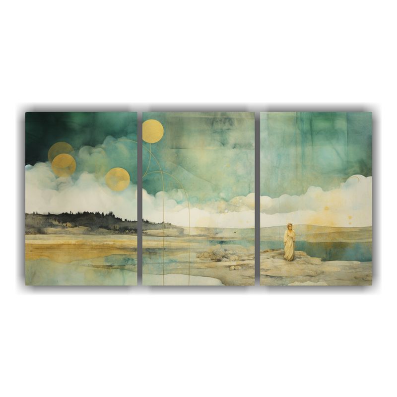 GENERICO - Pintura De Diseño Fantasia Tríptico Con Acuarela Verde, Tu 240x120cm