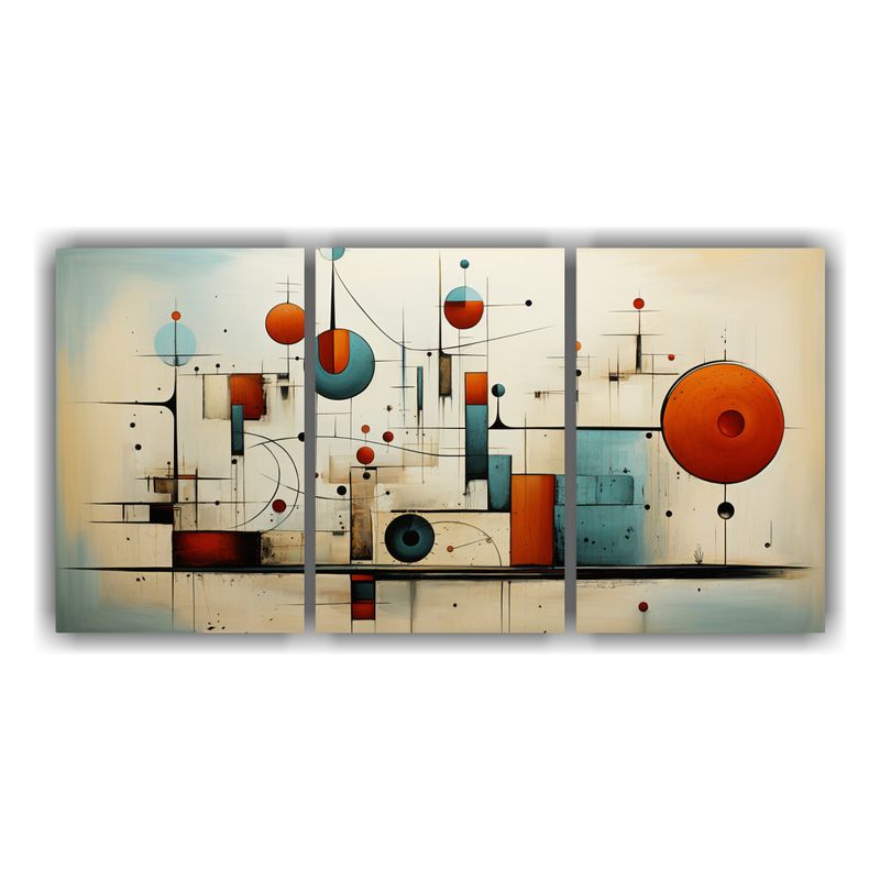GENERICO - Set De 3 Lienzos Tema Representación Arte Abstracto Moderno 240x120cm