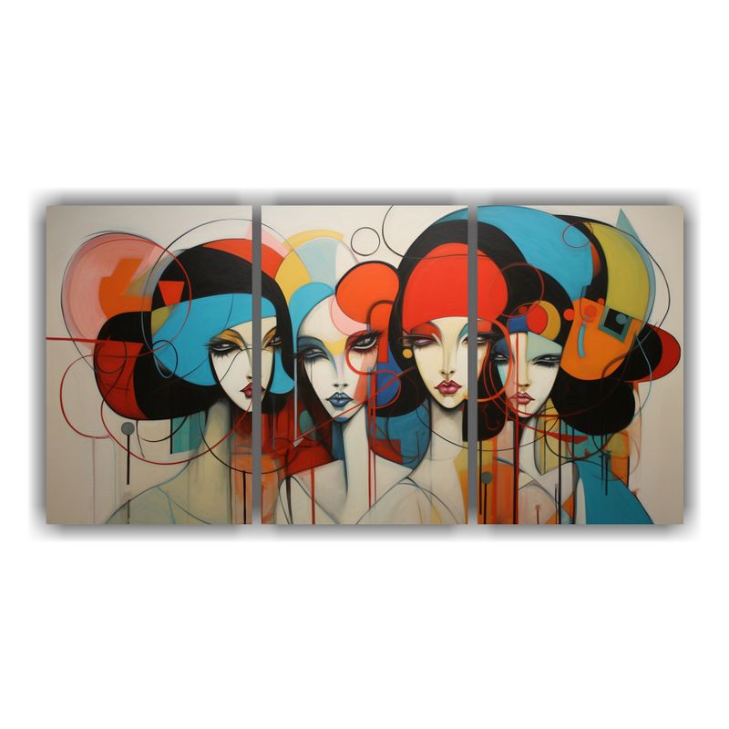 GENERICO - Cuadros Abstractos De Habitación Con Tono Set 3 Meninas En  240x120cm