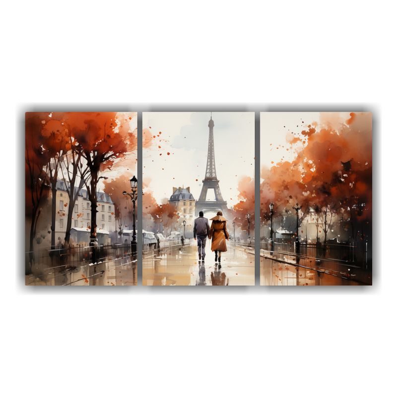 GENERICO - Pareja Joven Caminando Frente A La Torre Eiffel 240x120cm