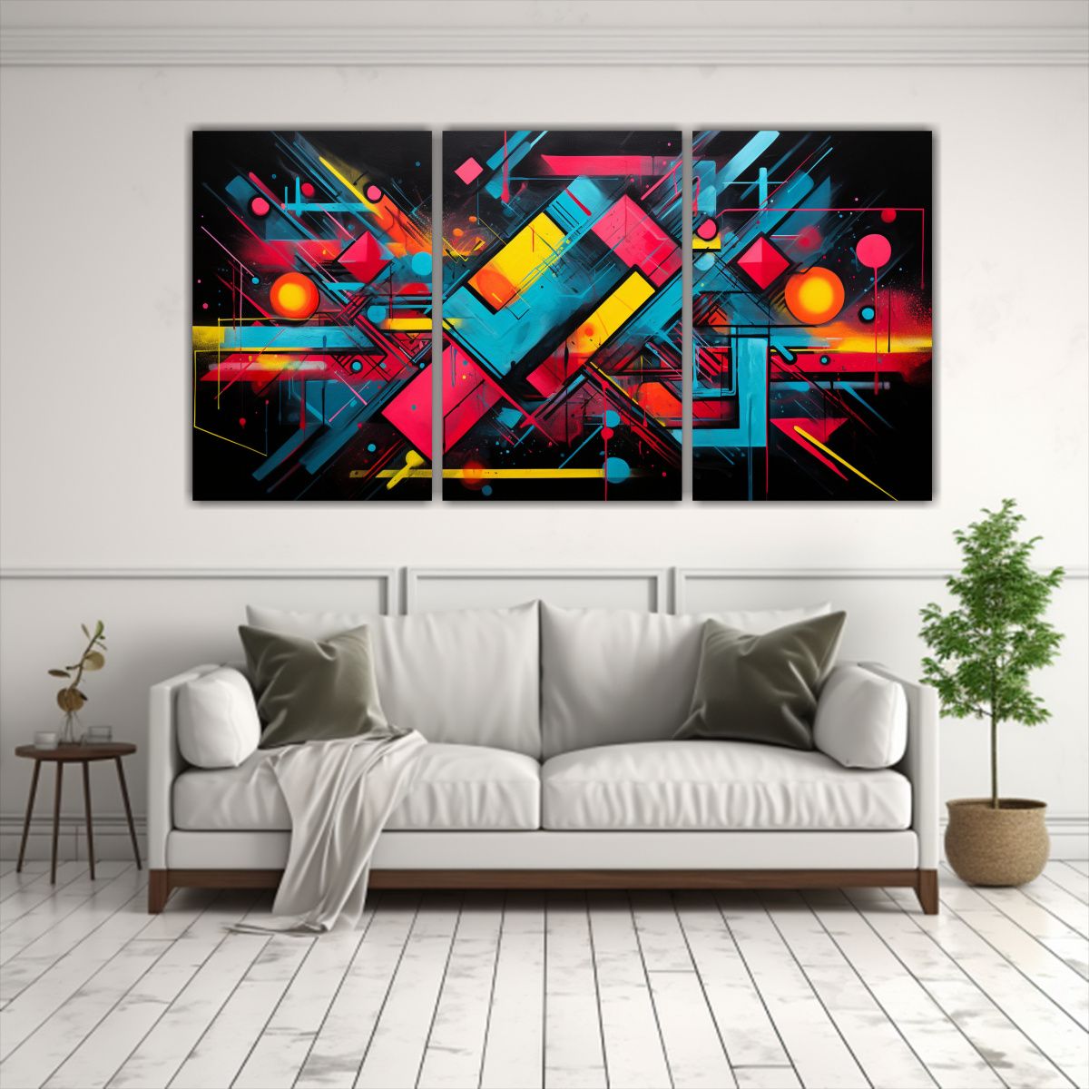 GENERICO - Telas Bastidor Luminosas Con Diseños Geométricos Intensos  240x120cm