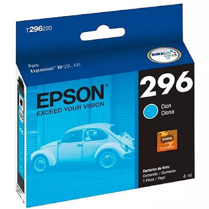 EPSON - Cartucho de Tinta Epson T296 4ml pág. 250 Cyan T296220-AL.