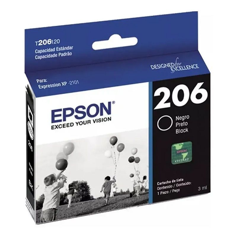 EPSON - Cartucho de Tinta Epson T206 3ml pág. 150 Negro T206120-AL