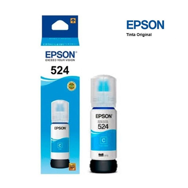 EPSON - Botella de Tinta Epson T524 17,26ml pág. 6.000 Cyan T524220-AL.