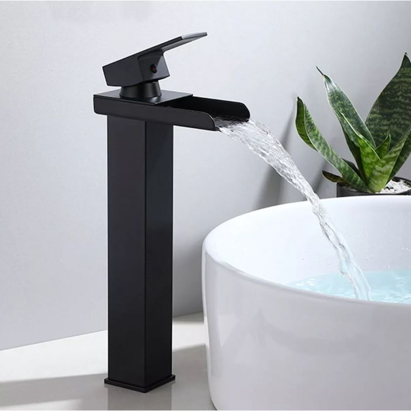 GENERICO - Llave Monomando Lavamanos Alta Cascada Negro