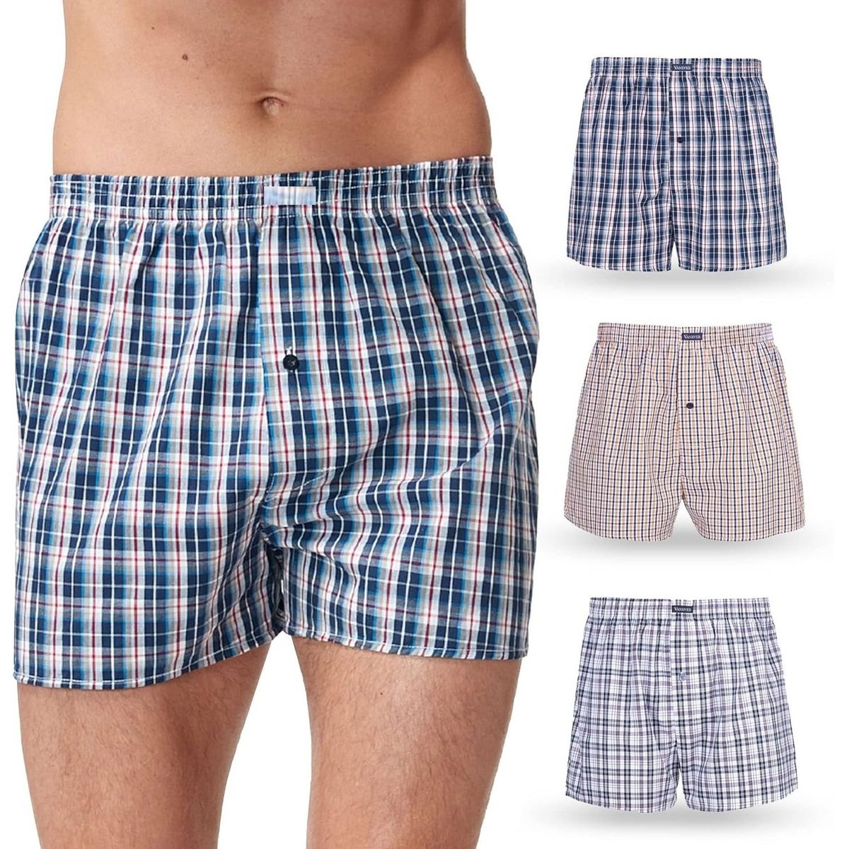 GARSIL - 12 Boxer Trevira De Algodon Para Hombre Con Diseños Surtidos - Docena.