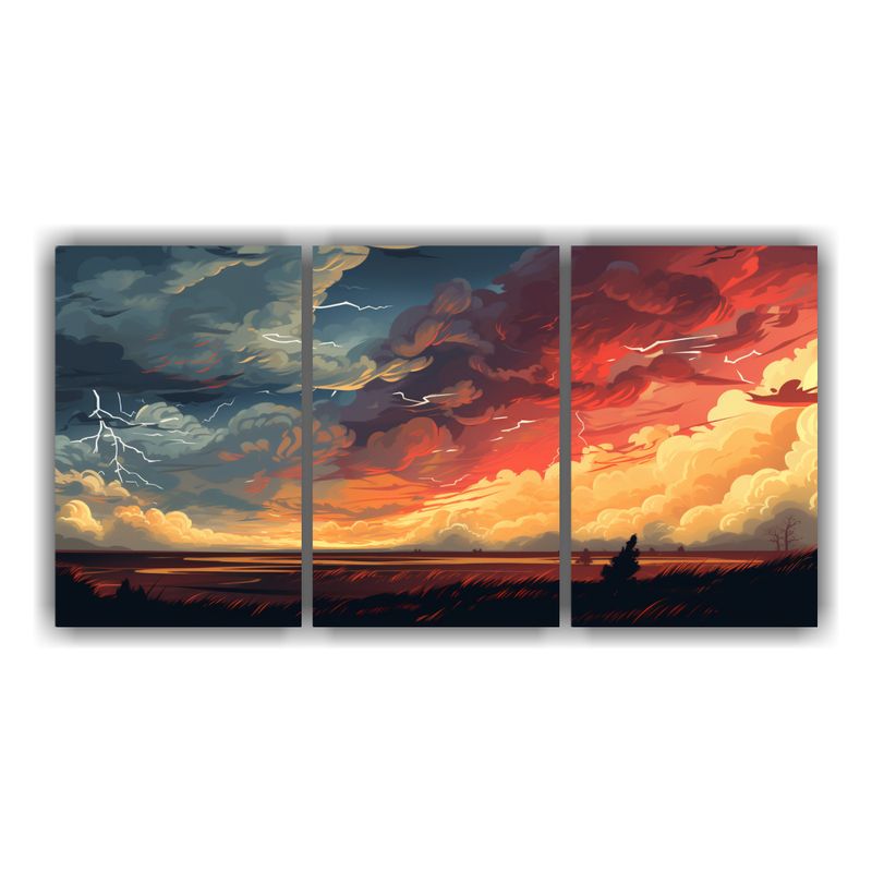 GENERICO - Cuadros Decorativos De Tres Lienzos Horizontales Con Armoní 240x120cm