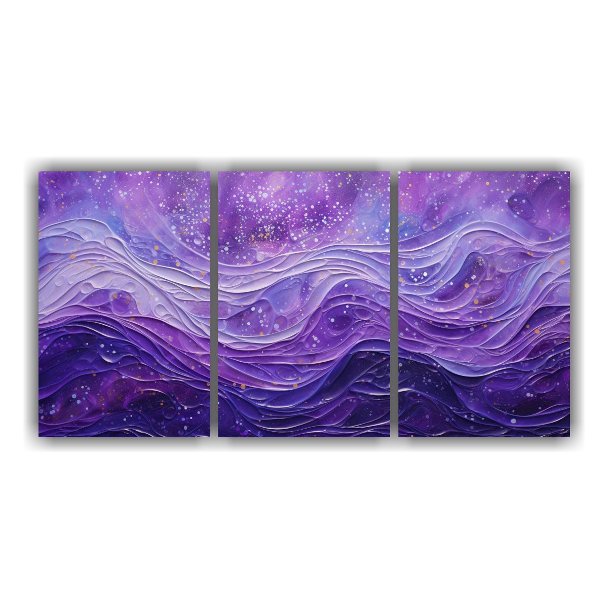 GENERICO - Tres Cuadros Acuarela Estilo Puntillismo Luminoso De Líquid 240x120cm