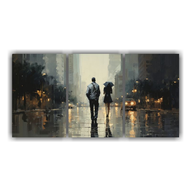 GENERICO - Cuadro Impresionista Hombre Y Mujer Paseando: Lienzos Modern 240x120cm