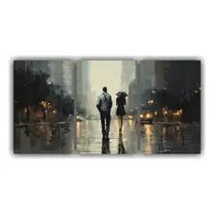 GENERICO - Cuadro Impresionista Hombre Y Mujer Paseando: Lienzos Modern 240x120cm