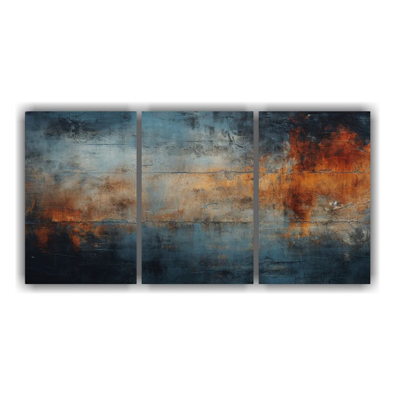 GENERICO - Tres Lienzos Patron Intenso Para Oficina 240x120cm