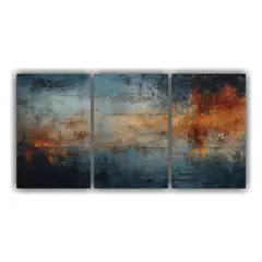 GENERICO - Tres Lienzos Patron Intenso Para Oficina 240x120cm