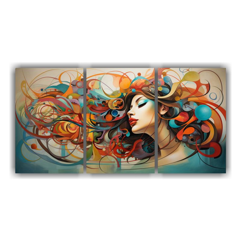 GENERICO - Cuadro Abstracto Tres Lienzos Para Comedor 240x120cm
