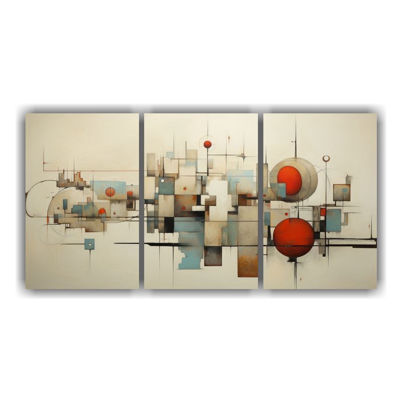 GENERICO - Pinturas Abstractas Horizontales De Inspiración: Tres Cuadr 240x120cm