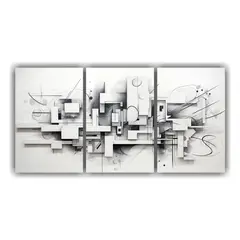 GENERICO - Cuadros Dibujo Modernidad En Blanco Y Gris 240x120cm