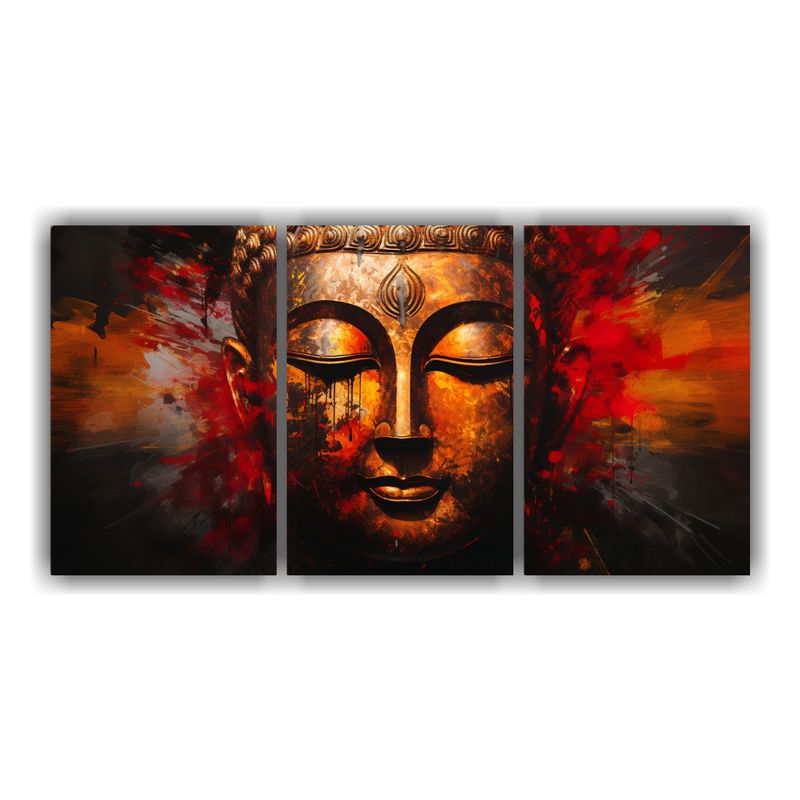 GENERICO - Conjunto 3 Telas Bastidor Concepto Modernidad Buddha Estilo  240x120cm