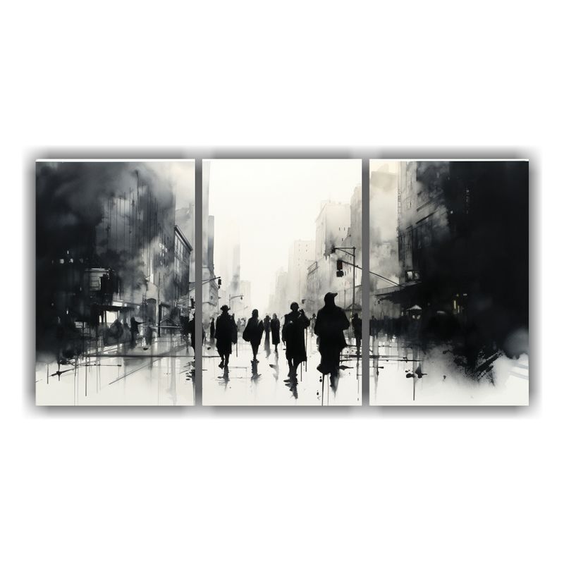GENERICO - Set 3 Telas Bastidor Diseño Intenso Dibujo Tinta De Persona 240x120cm