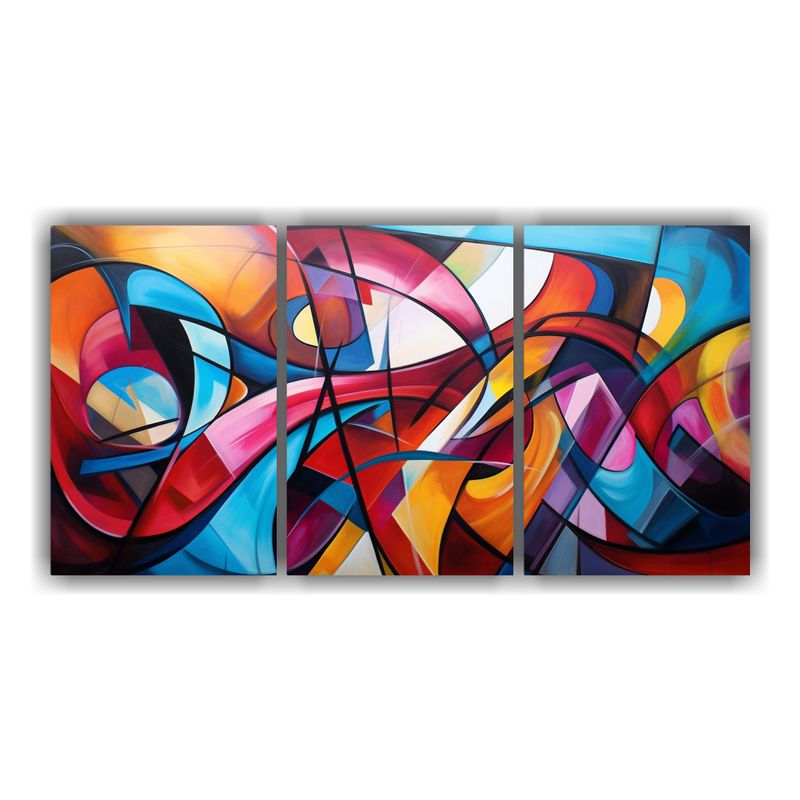 GENERICO - Pintura Abstracta Contornada Por Pigmento Colorido Temática 240x120cm