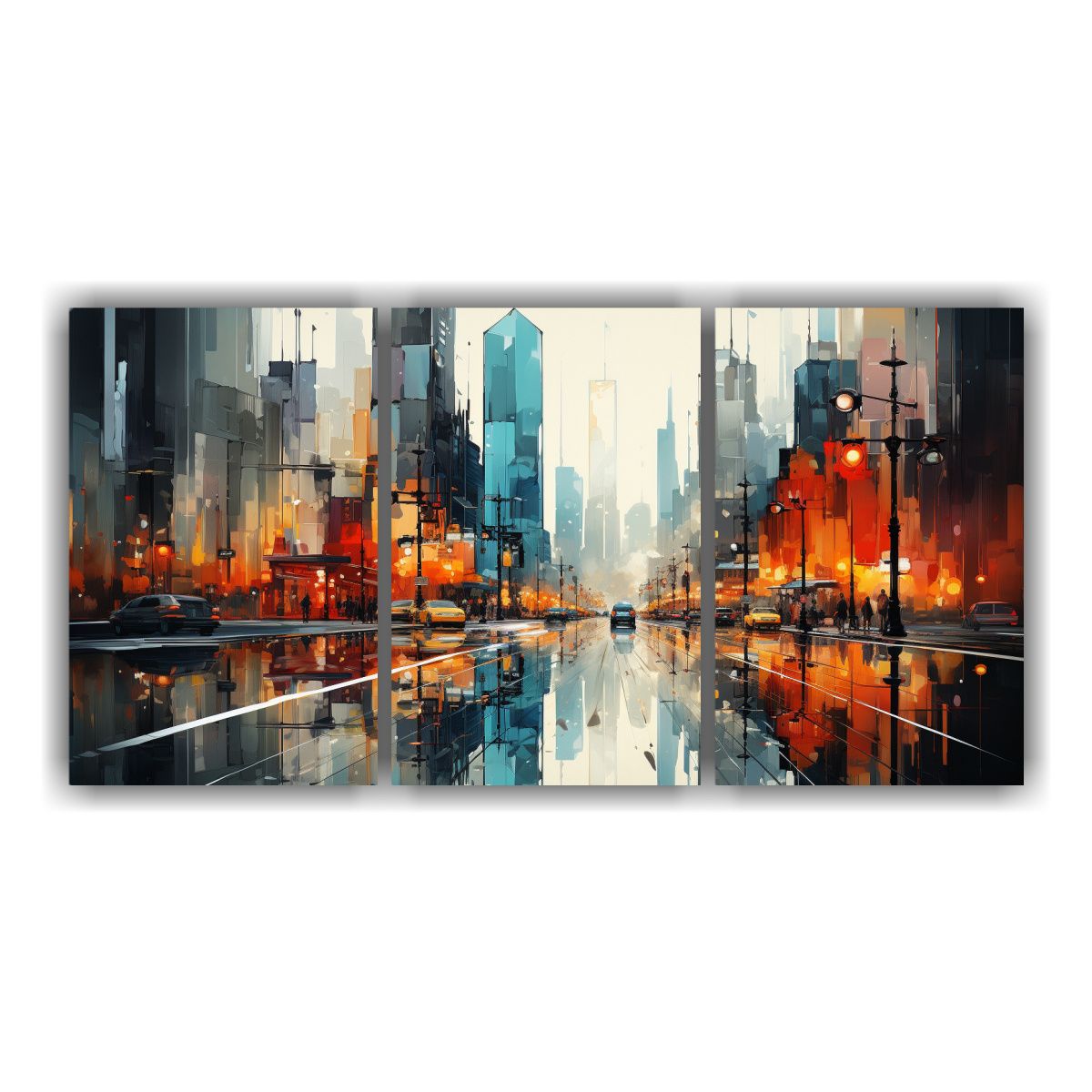 GENERICO - Pintura Abstracta De Edificios Junto Al Agua, Arte De Pared  240x120cm